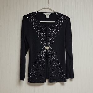 Misook Black Knit Long Sleeve Cardigan. Women's Sz XXS Petite